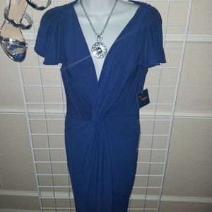 NWT! Flutter Sleeve V-neck Front Ruched dress